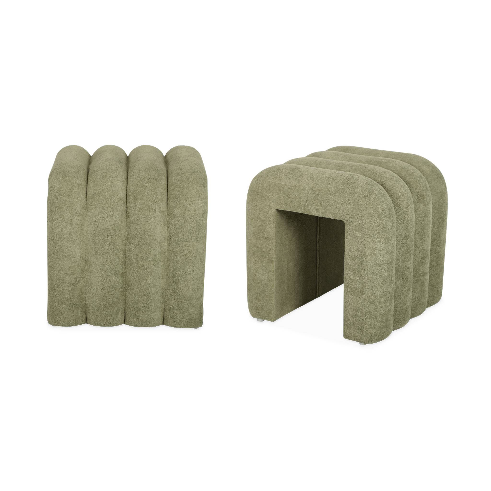 foto del prodotto set di 2 pouf contemporanei, tessuto, verde