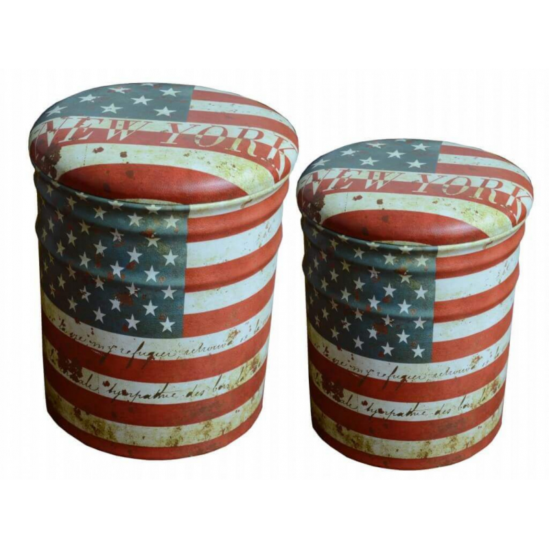 foto del prodotto set di 2 pouf contenitore tondo usa