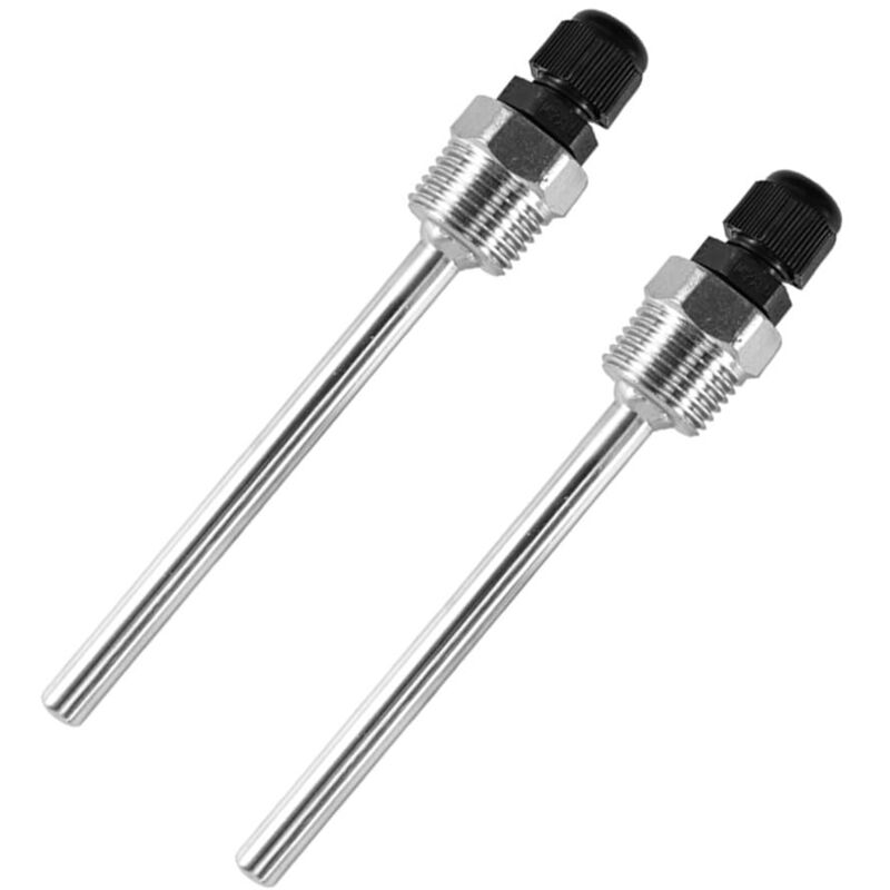 foto del prodotto set di 2 pozzetti termometrici, manicotto di immersione da 100 mm, filettatura g 1 2 per sensore di temperatura, manicotti di immersione in acciaio