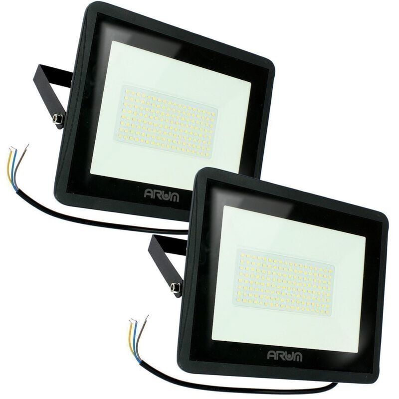 foto del prodotto set di 2 proiettori a led atria 100w nero eq 800w ip66 da esterno temp rature de couleur bianco caldo 3000k