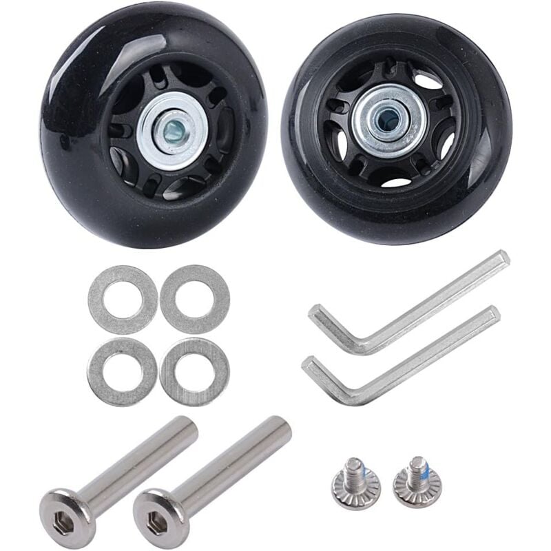 foto del prodotto set di 2 ruote di ricambio per valigie, kit di riparazione, assi in gomma silenziosi, ruote di ricambio per accessori per valigie 45 mm x 18 mm 