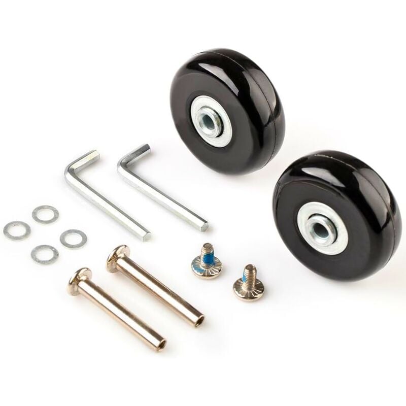 foto del prodotto set di 2 ruote per valigie, kit di riparazione e sostituzione, ruote di scorta silenziose in gomma per accessori per valigie 80 x 24 mm 