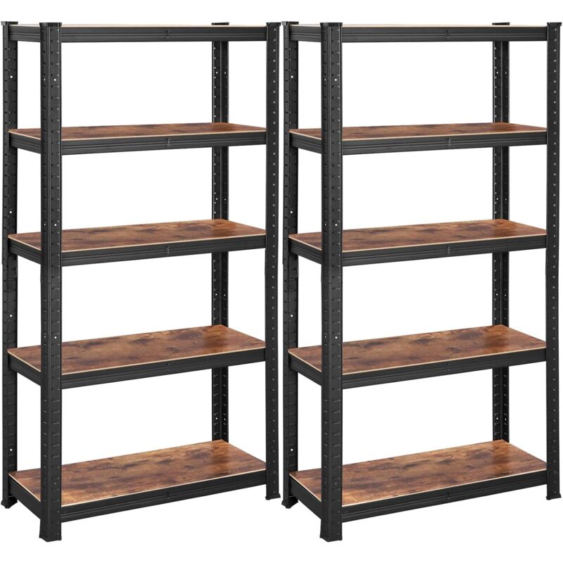 foto del prodotto set di 2 scaffalatura, 150 x 75 x 30cm, capacit di carico di 650 kg 130 kg per ogni ripiano , scaffale industriale, ripiani regolabili, per