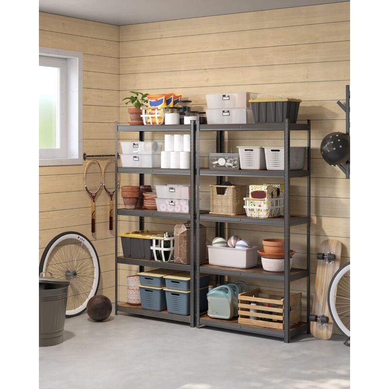 foto del prodotto set di 2 scaffalature, 40 x 90 x 180 cm, max carico di 875 kg 175 kg per ogni ripiano , scaffale industriale, ripiani regolabili, per soggiorno,