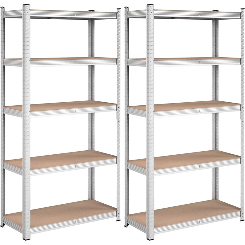 foto del prodotto set di 2 scaffalature a 5 ripiani, 180 x 90 x 40 cm, capacit di carico di 875 kg 175 kg per ogni ripiano , ripiani regolabili per garage, struttura
