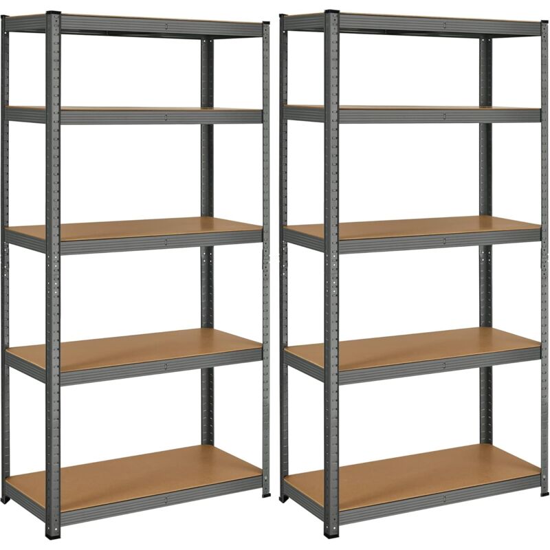foto del prodotto set di 2 scaffalature a 5 ripiani, 180 x 90 x 40 cm, capacit di carico di 875 kg 175 kg per ogni ripiano , ripiani regolabili per garage, struttura