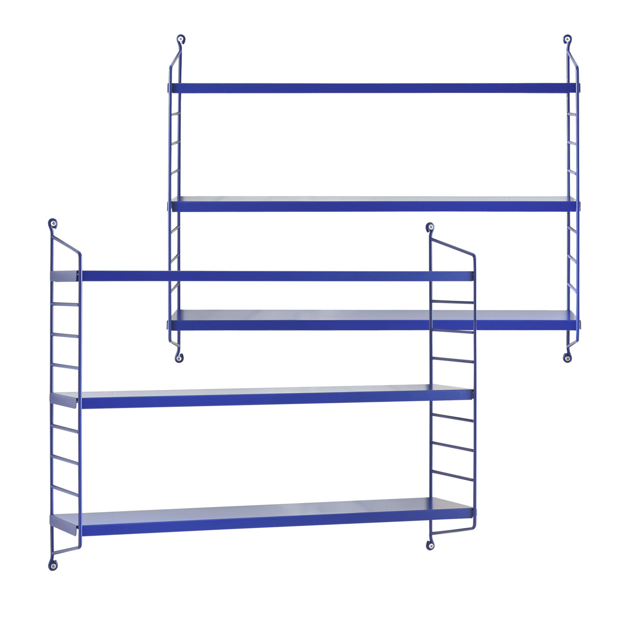 foto del prodotto set di 2 scaffali da parete str ngn s a 3 ripiani regolabili 50 x 60 x 15 cm acciaio blu en.casa 