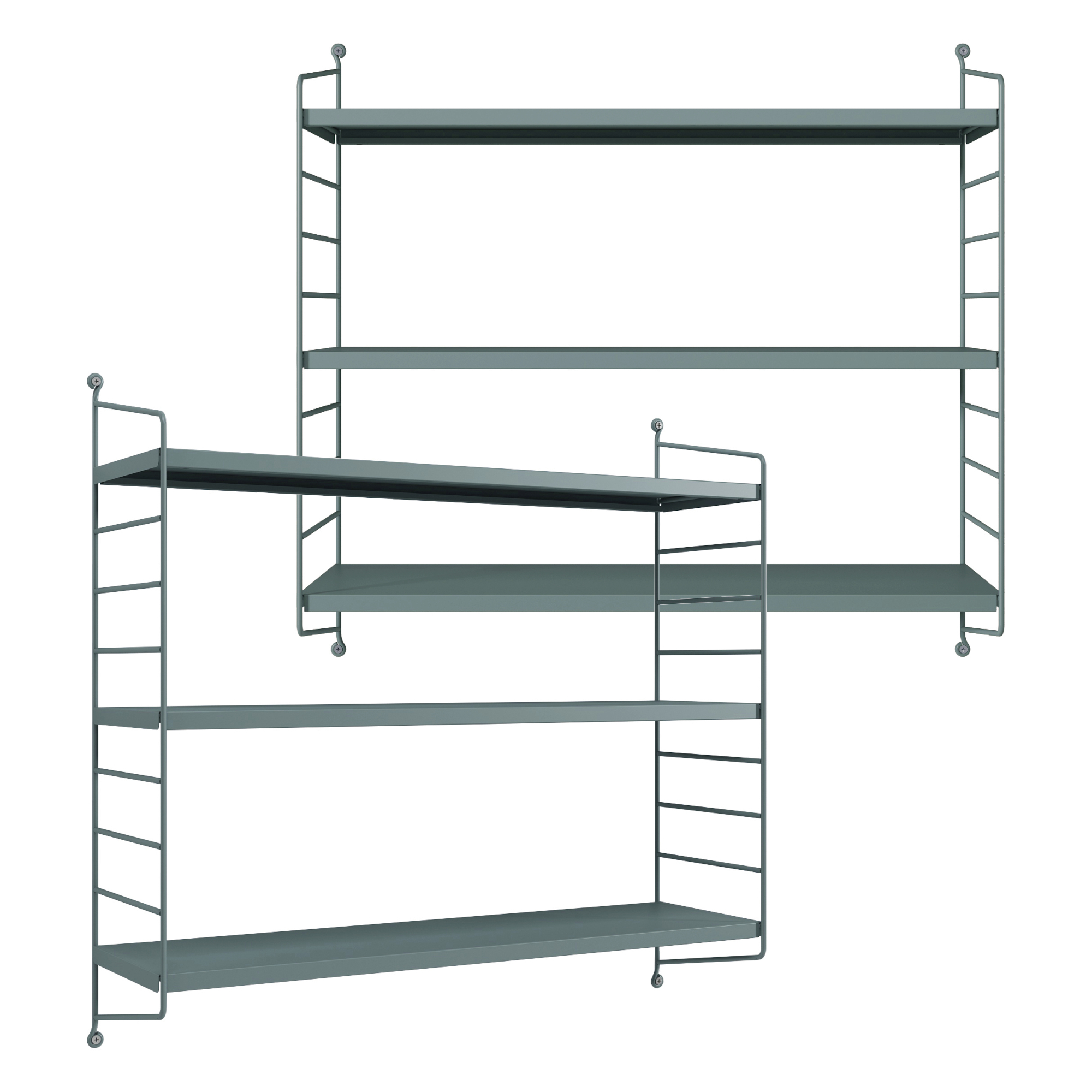 foto del prodotto set di 2 scaffali da parete str ngn s a 3 ripiani regolabili 50 x 60 x 15 cm acciaio blu grigiastro en.casa 