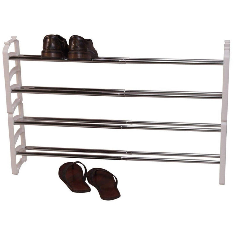 foto del prodotto set di 2 scarpiere allungabili da 58 a 104 cm bianche med05089