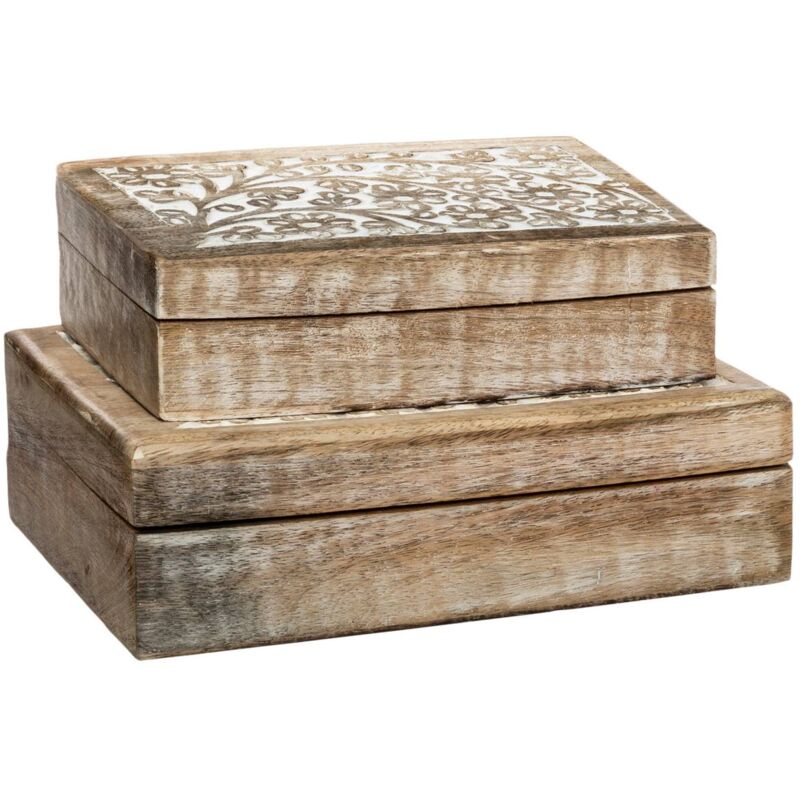 foto del prodotto set di 2 scatole ritual in legno di mango l21 25cm atmosphera cr ateur d int rieur