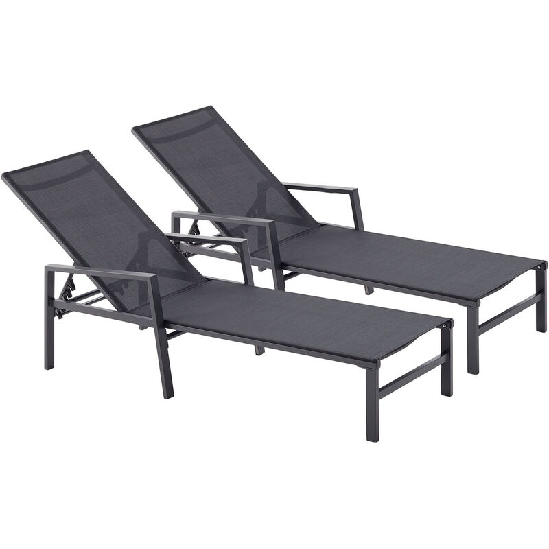 immagine 0 del prodotto set di 2 sdraio in alluminio grigio scuro e nero bari grigio nero