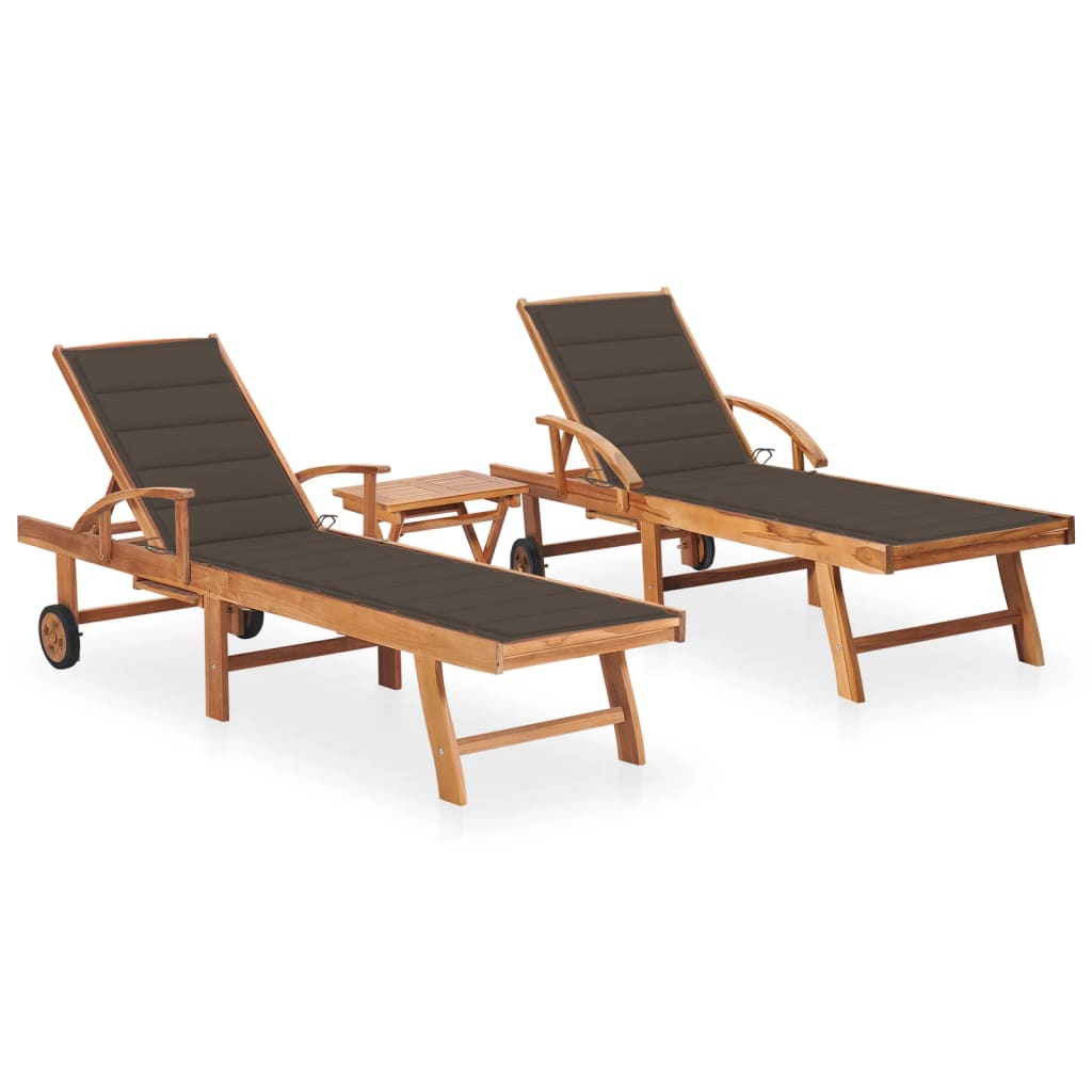 foto del prodotto set di 2 sdraio sedia a sdraio prendisole lettino da giardino terrazza arredamento da esterno con tavolo e cuscino in legno massello di teak 02 0012088