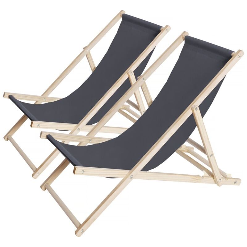 foto del prodotto set di 2 sedie a sdraio in legno ""chilean"" - 107 x 56.5 x 81 cm - grigio