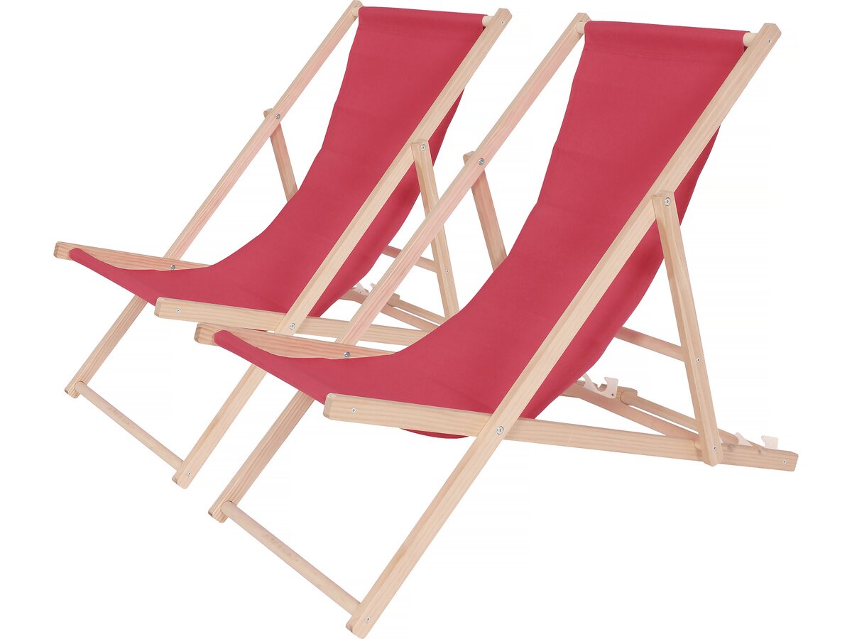 foto del prodotto set di 2 sedie a sdraio in legno chilienne - 107 x 56,5 x 81 cm - rosso