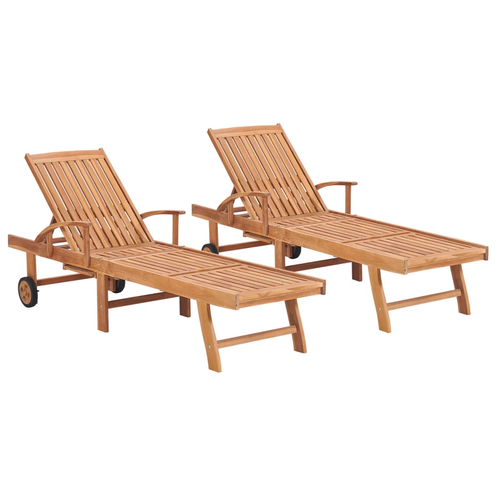 foto del prodotto set di 2 sedie a sdraio sedia a sdraio lettino da giardino terrazza mobili da esterno legno massello di teak 02 0012143