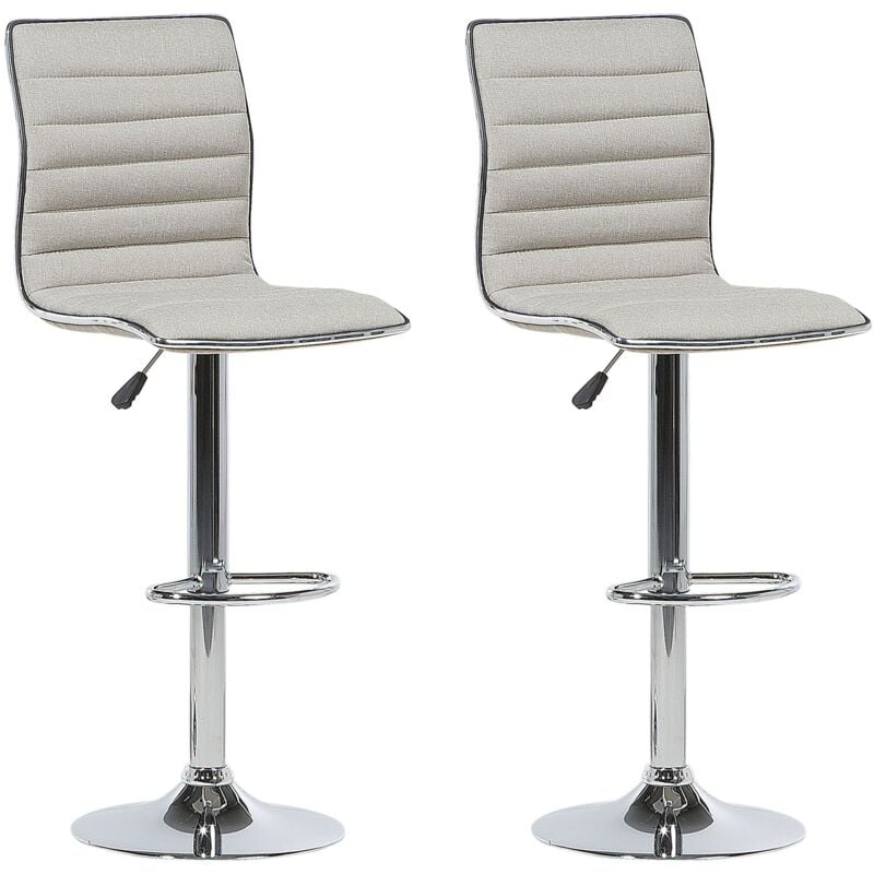 foto del prodotto set di 2 sedie alte in tessuto beige telaio argentato altezza regolabile lucerne