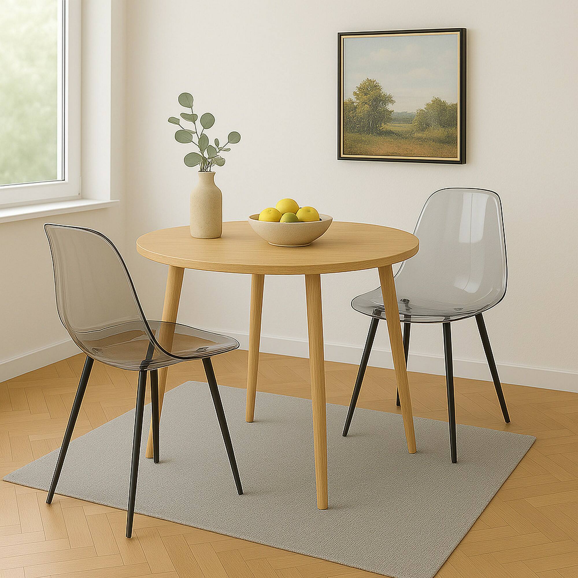 foto del prodotto set di 2 sedie amstrong, poltrona in pet, sedia da pranzo ergonomica, seduta per riunioni, 53x46h81 cm, fum 