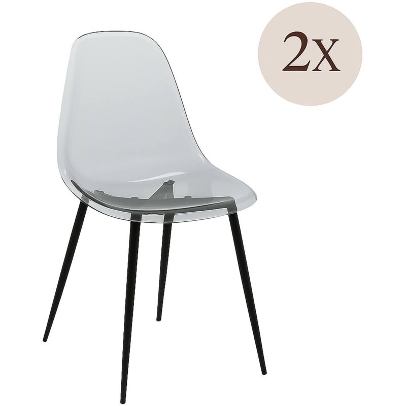 foto del prodotto set di 2 sedie amstrong, poltrona in pet, sedia da pranzo ergonomica, seduta per riunioni, 53x46h81 cm, fum dmora