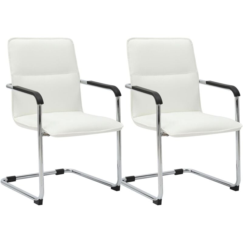 foto del prodotto set di 2 sedie cantilever seattle in similpelle bianco