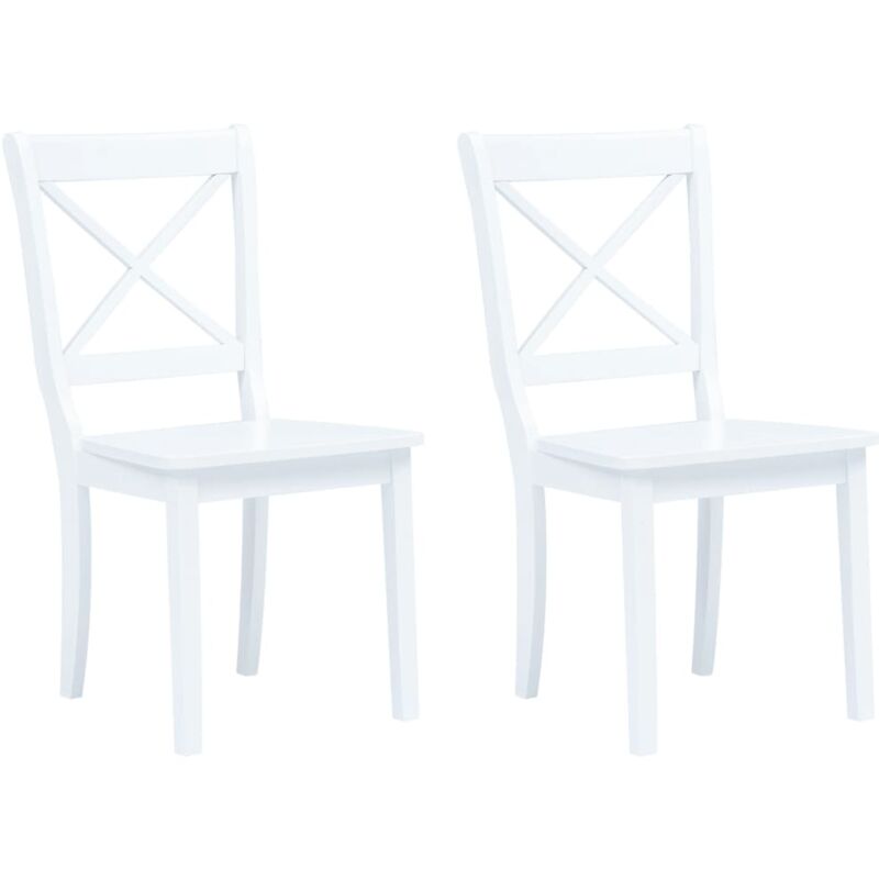 foto del prodotto set di 2 sedie da cucina per sala da pranzo dal design classico in legno massello di gomma bianco cds020160