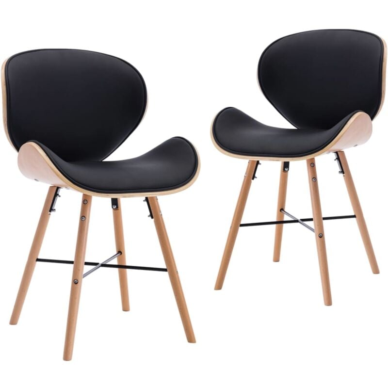 foto del prodotto set di 2 sedie da cucina per sala da pranzo dal design moderno in legno sintetico nero e curvato cds020852