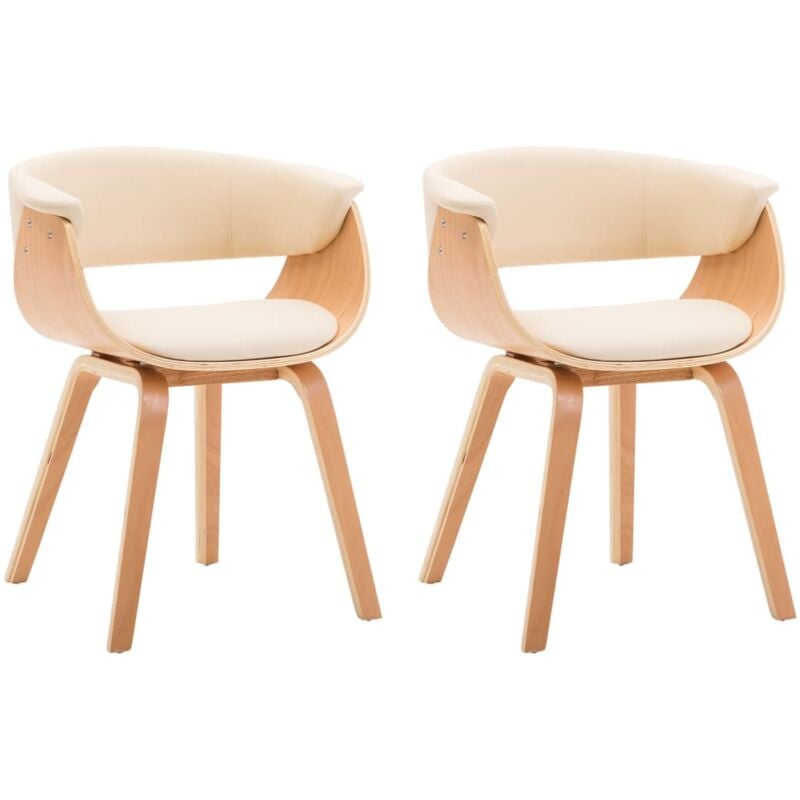 foto del prodotto set di 2 sedie da cucina sala da pranzo dal design senza tempo in legno curvato e sintetico crema cds020404