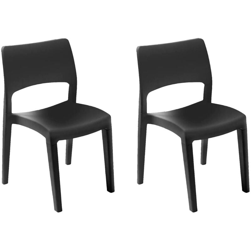 foto del prodotto set di 2 sedie da esterno zircone, seduta da giardino, per indoor o outdoor, impilabile, made in italy, 50x51 h82 cm, antracite dmora