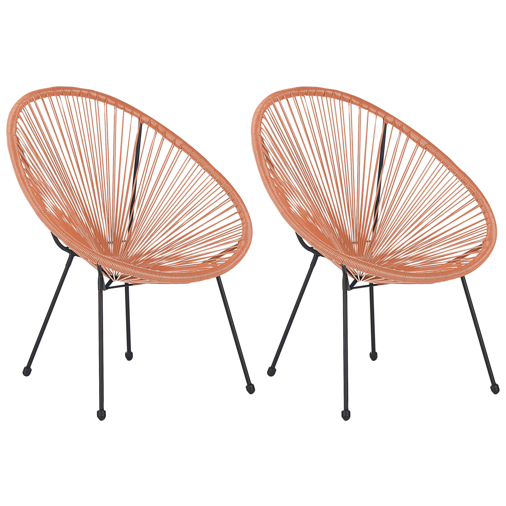 foto del prodotto set di 2 sedie da giardino arancioni in rattan sintetico resistente