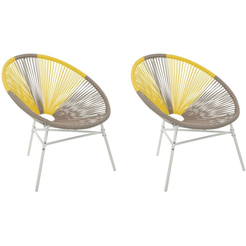 foto del prodotto set di 2 sedie da giardino beige con rattan sintetico giallo papasan modern