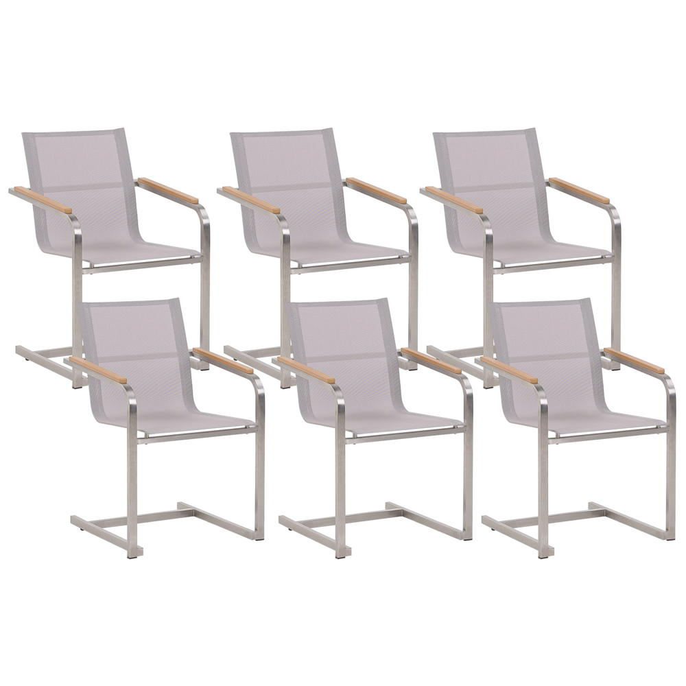 foto del prodotto set di 2 sedie da giardino beige con sedile sintetico struttura in acciaio inox stile cantilever