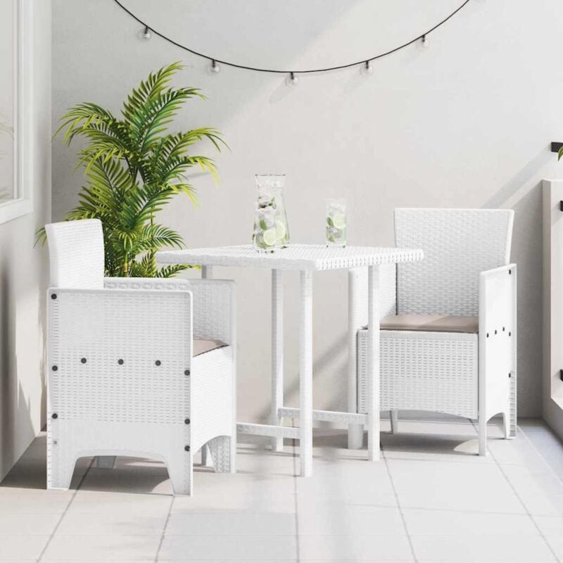 foto del prodotto set di 2 sedie da giardino con cuscini bianche in polyrattan vidaxl