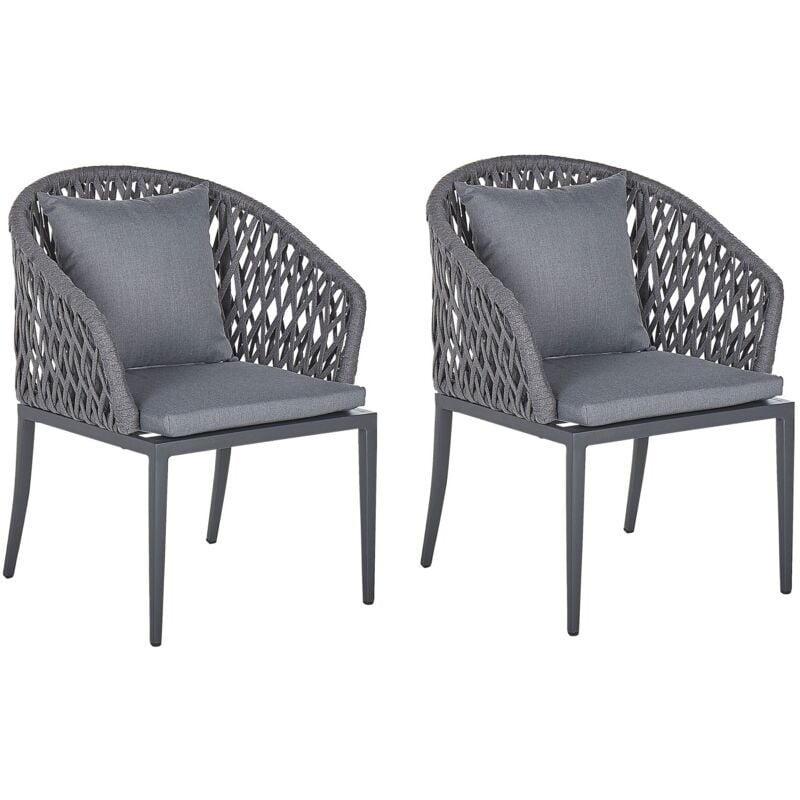 foto del prodotto set di 2 sedie da giardino esterno in alluminio grigio con cuscini lipari
