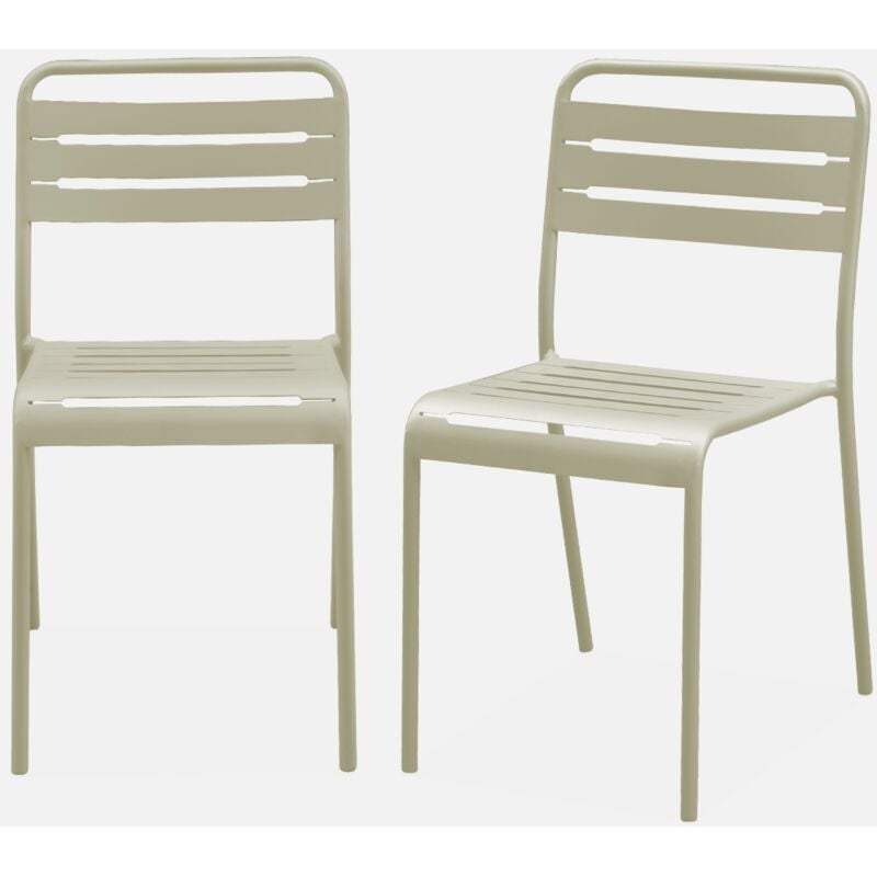 foto del prodotto set di 2 sedie da giardino in acciaio, beige