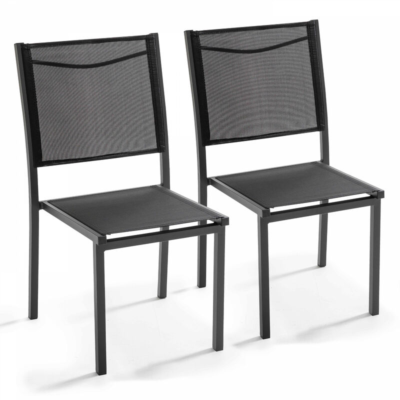 foto del prodotto set di 2 sedie da giardino in alluminio e tessuto nero