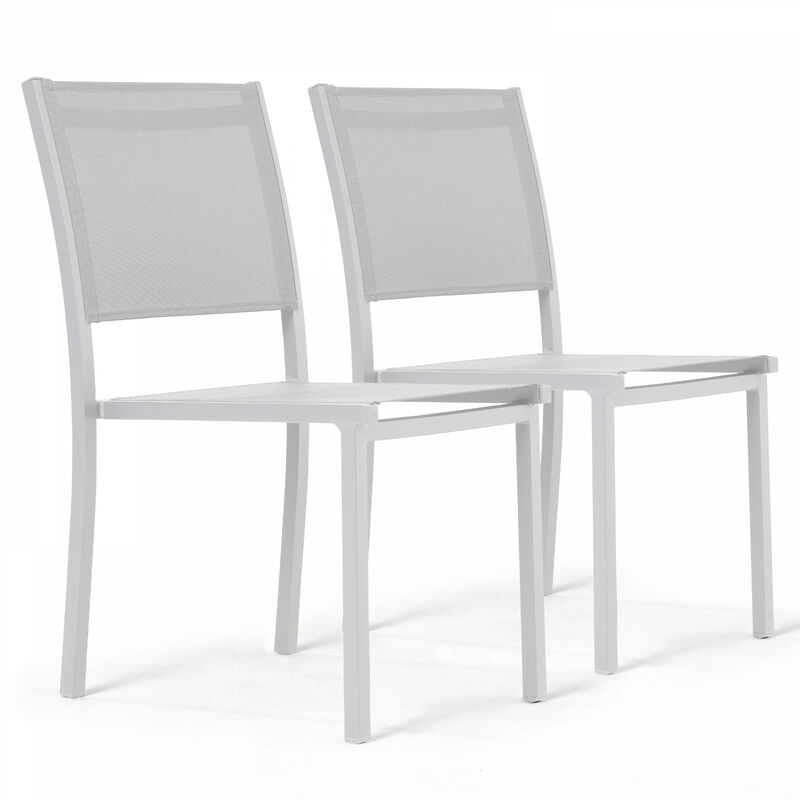 foto del prodotto set di 2 sedie da giardino in alluminio e textilene bianco
