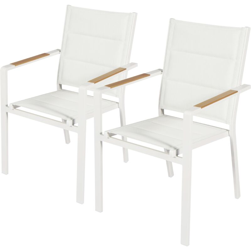 foto del prodotto set di 2 sedie da giardino in alluminio e textilene bianco