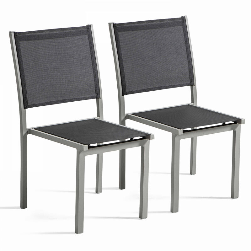 foto del prodotto set di 2 sedie da giardino in alluminio e textilene grigio