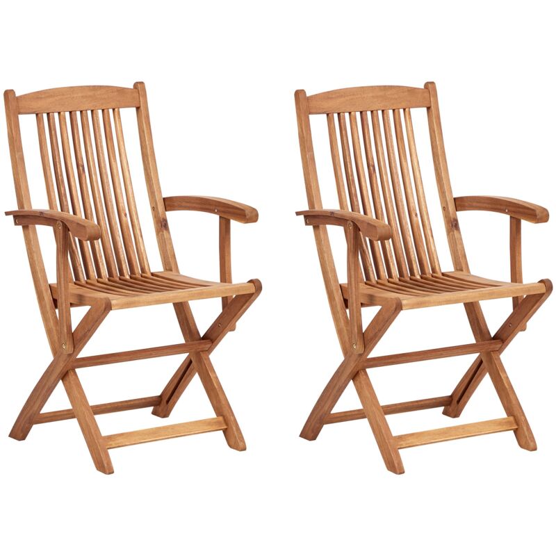 foto del prodotto set di 2 sedie da giardino in legno chiaro con poggiabraccia maui ii