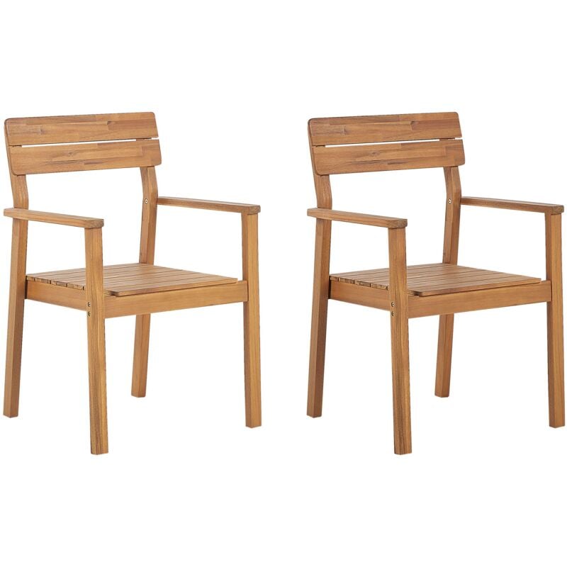 foto del prodotto set di 2 sedie da giardino in legno di acacia rustico con braccioli fornelli