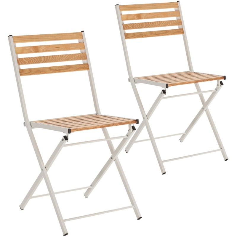 foto del prodotto set di 2 sedie da giardino pieghevoli ambar in legno e metallo bianco