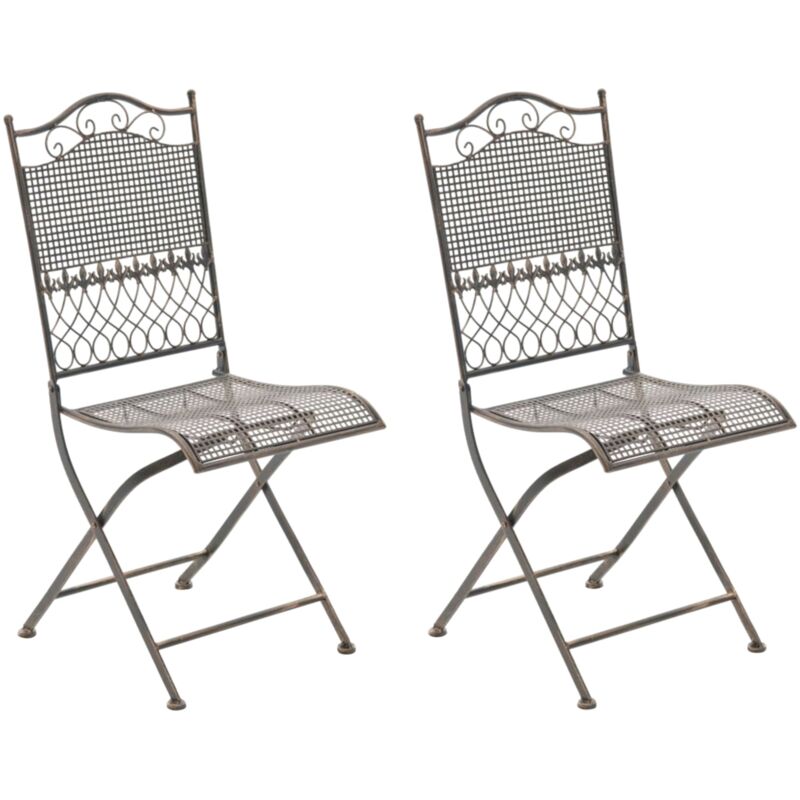 foto del prodotto set di 2 sedie da giardino pieghevoli balcone terrazzo design rustico in metallo bronzo 100002835