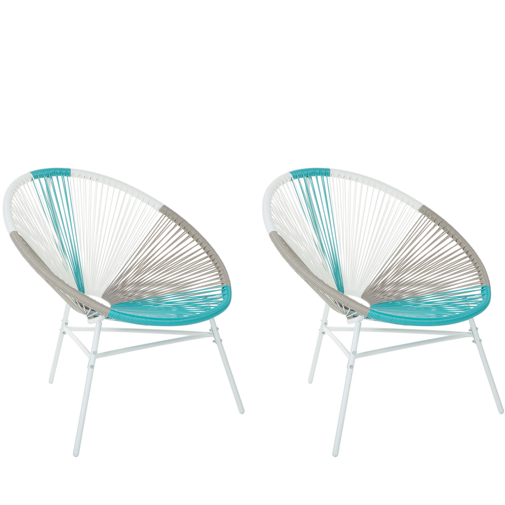 foto del prodotto set di 2 sedie da giardino spaghetti di colore beige turchese stile moderno contemporaneo