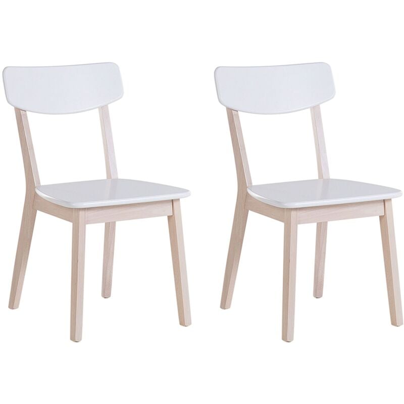 foto del prodotto set di 2 sedie da pranzo bianche con gambe in legno chiaro stile retr santos