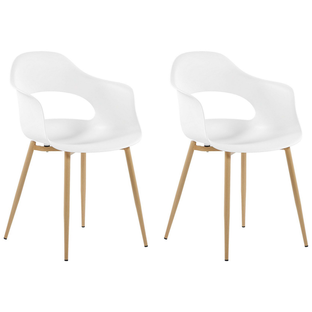 foto del prodotto set di 2 sedie da pranzo bianche in materiale sintetico con gambe eleganti decorative