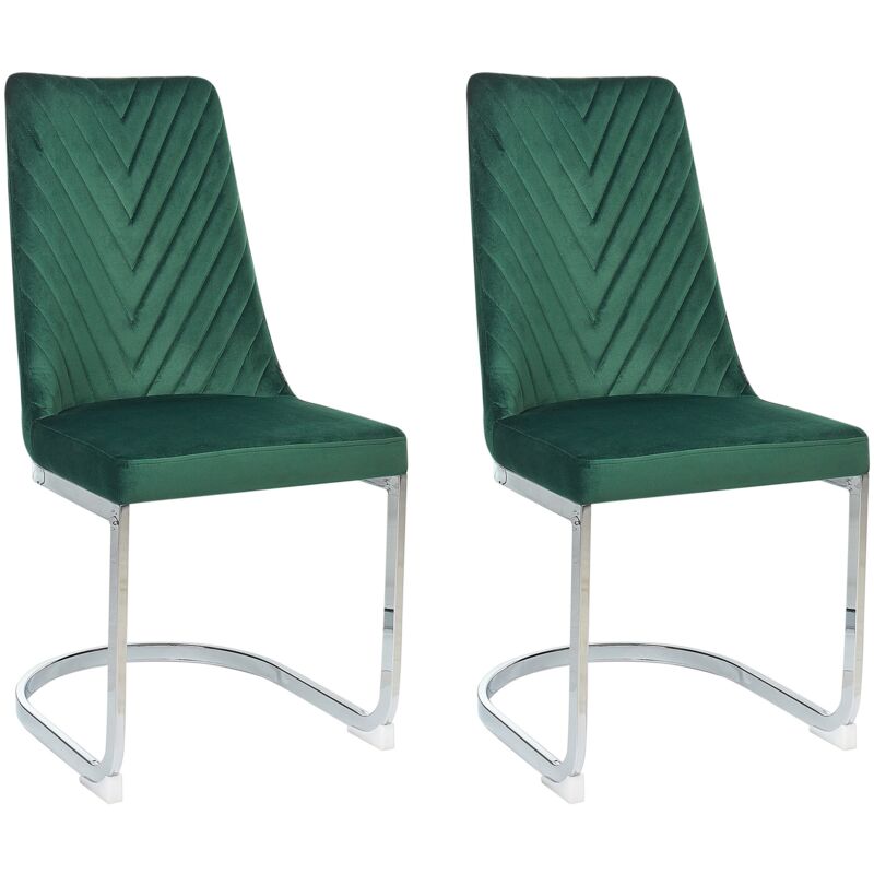 foto del prodotto set di 2 sedie da pranzo cantilever in velluto verde altoona