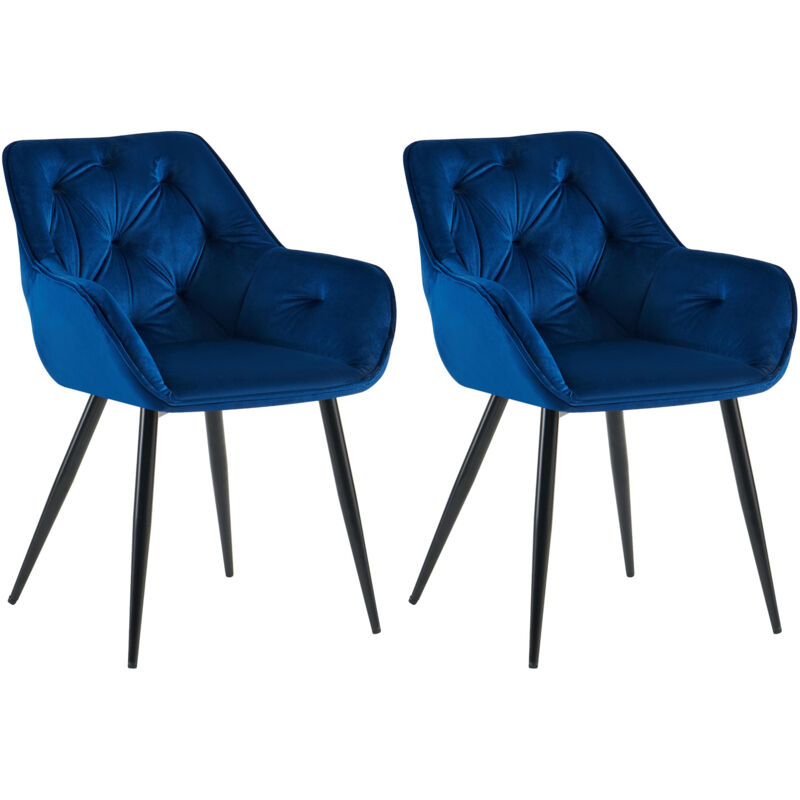 foto del prodotto set di 2 sedie da pranzo cassis velvet blu velluto