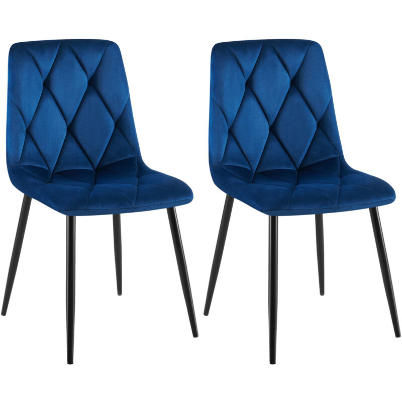 foto del prodotto set di 2 sedie da pranzo clairton blu scuro velluto