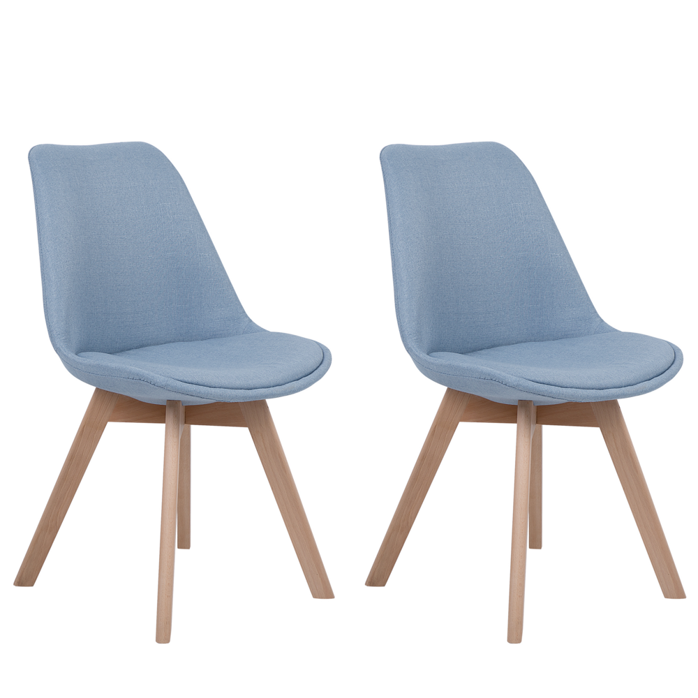 foto del prodotto set di 2 sedie da pranzo con gambe in legno eleganti in ecopelle azzurra