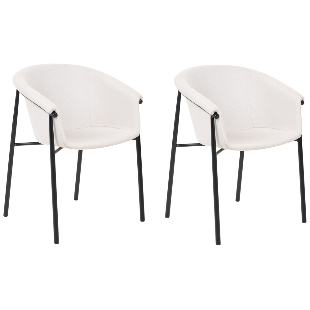 foto del prodotto set di 2 sedie da pranzo con imbottitura in tessuto beige seduta da pranzo dal design moderno e contemporaneo