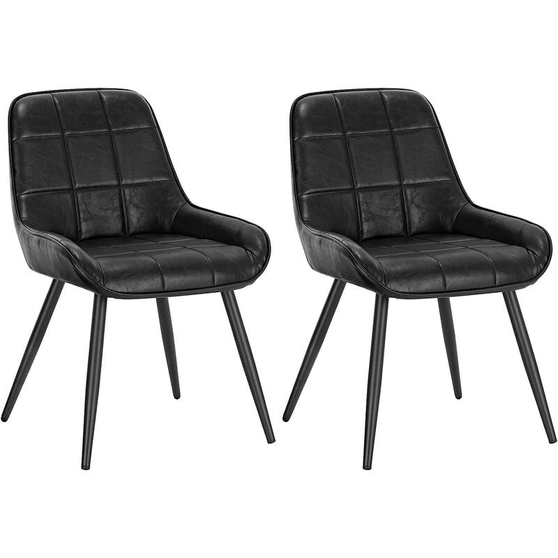 foto del prodotto set di 2 sedie da pranzo con schienale curvo. sedie ergonomiche in similpelle e metallo. poltroncina imbottita per salotto. ufficio. camera da letto.